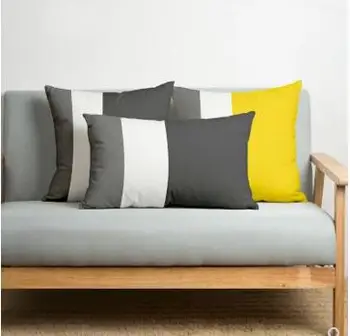 Šiaurės geltonos spalvos užvalkalas Paprastas dryžuotas citrinos geltonumo gyvenamasis kambarys sofos pagalvėlė padengti
