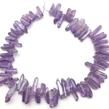 Šviesiai Violetinės Titano Aura Lemurian Sėklos Kvarco 1 String Kristalų Taško Akmens Gydomąsias Gamtos Electroplated Mineralinių Namų Dekoro