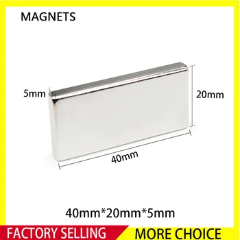 1~15VNT 40x20x5mm Quadrate Retųjų Žemių Neodimio Magnetas N35 Blokuoti Stiprūs, Galingi Magnetai 40mm x 20mm x 5mm Nuolatinis Magnetas